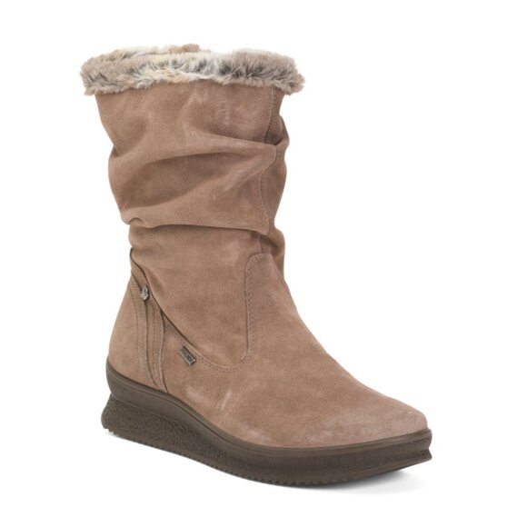 IMAC Brown Made In Italy Suede Waterproof Comfort Booties - Picture 1 of 2